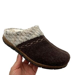 Earth Origins Womens Faux Fur Lined Slippers Size 9.5 Wide Dark Brown‎ Warm Cozy